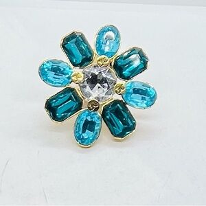 Juicy Couture Gold and Blue Crystal Brooch